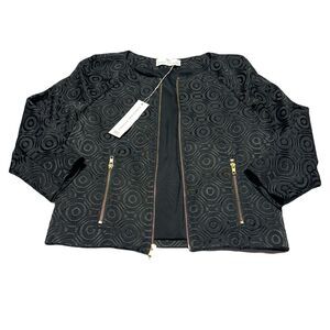 Amanda Uprichard Size S Black Paris Zip Jacket Blazer Made in USA Jacquard NWT